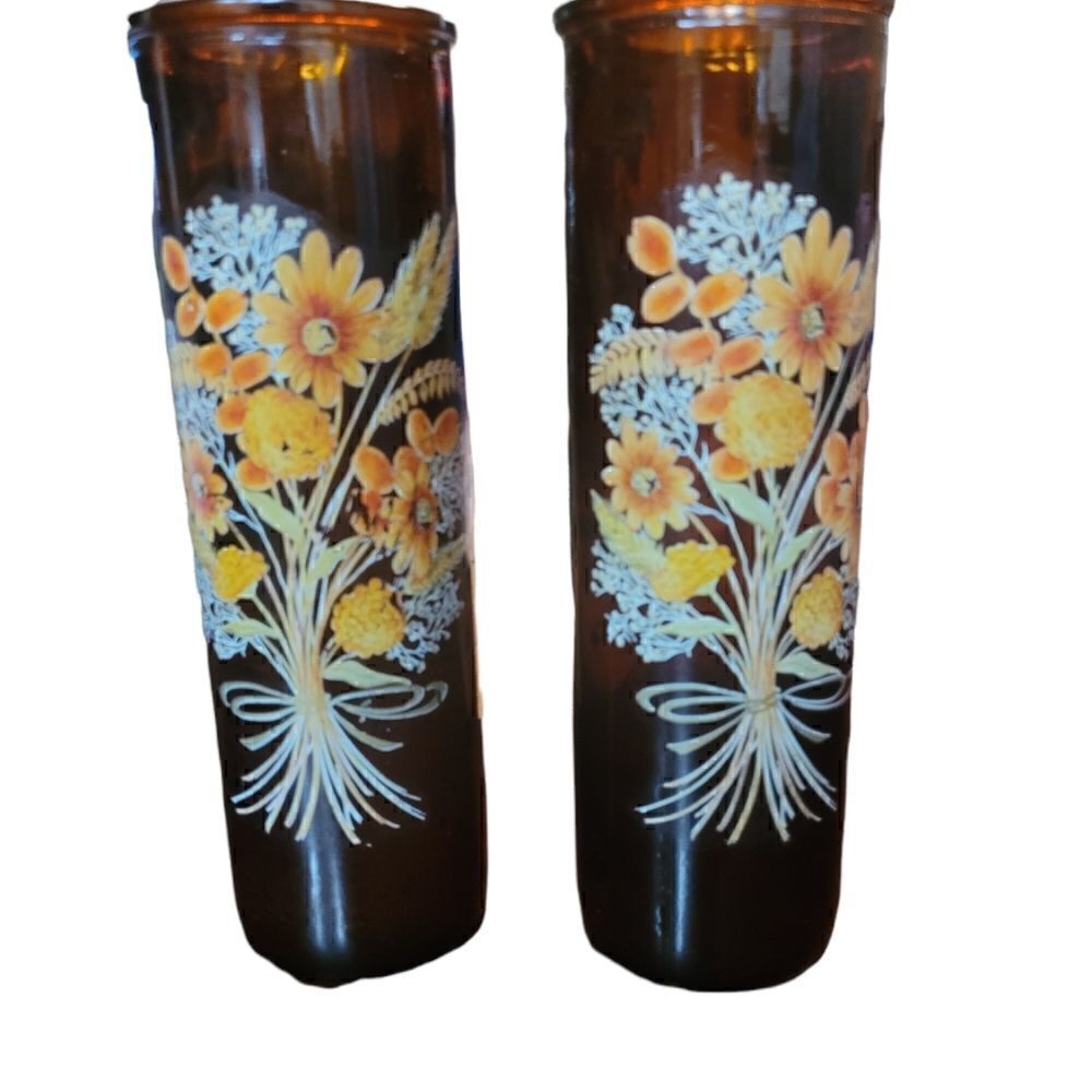 Vintage 1970's Amber glass harvest wheat